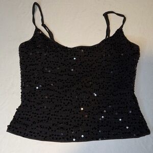 Missguided Black Sequin Camisole Party Top NWT Size Small Y2K Clubwear